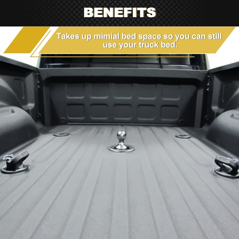 FHRHRY 60617 Puck System Gooseneck Safety Chain Anchors, Compatible with 2013-2026 Dodge RAM 2500 3500, Cast Steel Gooseneck Hitch Safety Anchors with Carbide Black Powder Coat Finish, 30000 lbs GTW, 2 PCS - Image 3